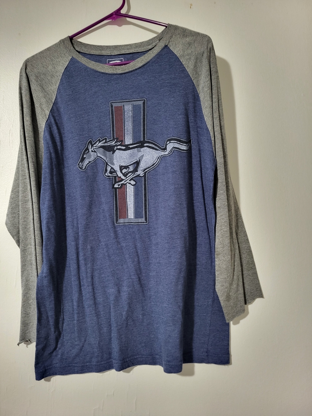 Men's Blue & Gray Graphic Raglan Long-Sleeve Ford Mustang